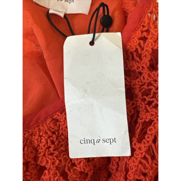 NWT Cinq a Sept Size 8 Crochet Orange Red Sweater Blouse Top New - Picture 7 of 12